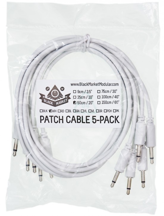 Black Market Modular Patchkabel 5er Pack 50 cm weiss