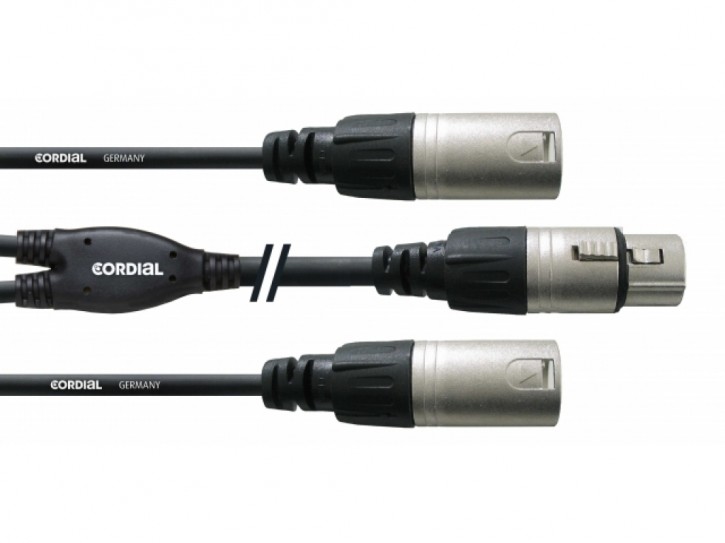 Cordial CFY 0.3 FMM - Y-Kabel 0,3m mit 1 x XLR female auf 2 x XLR male