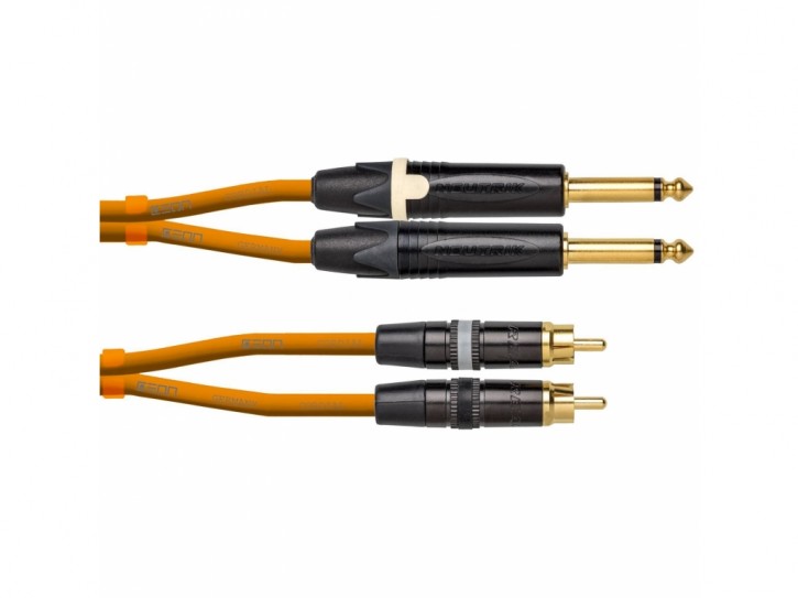 Cordial CEON DJ PLUG-RCA 1.5 O - Zwillingskabel, 1.5m, RCA-Jack, orange