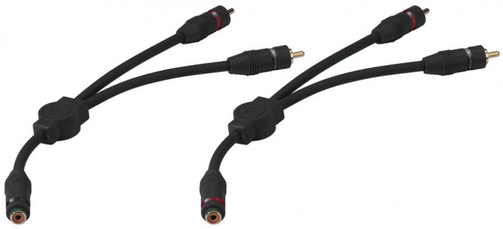 Carpower CBA-25/SW - Y-Kabel 25cm mit 1 x Cinch female auf 2 x Cinch male