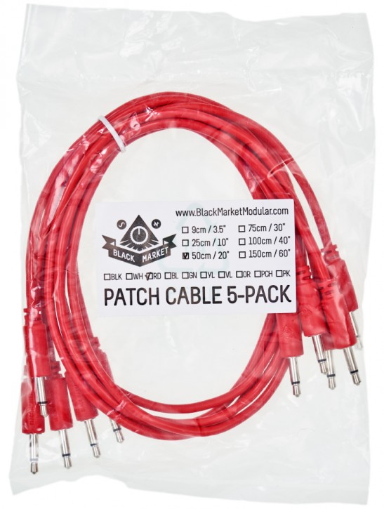 Black Market Modular Patchkabel 5er Pack 25 cm rot